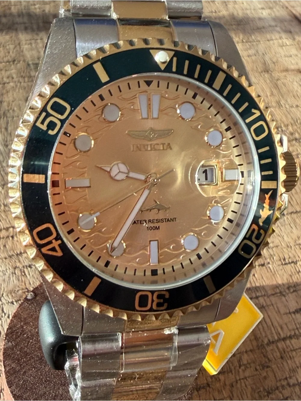 NEW Invicta Pro Diver Currentwave Two-Tone Gold Dial Stainless Steel Watch 43mm